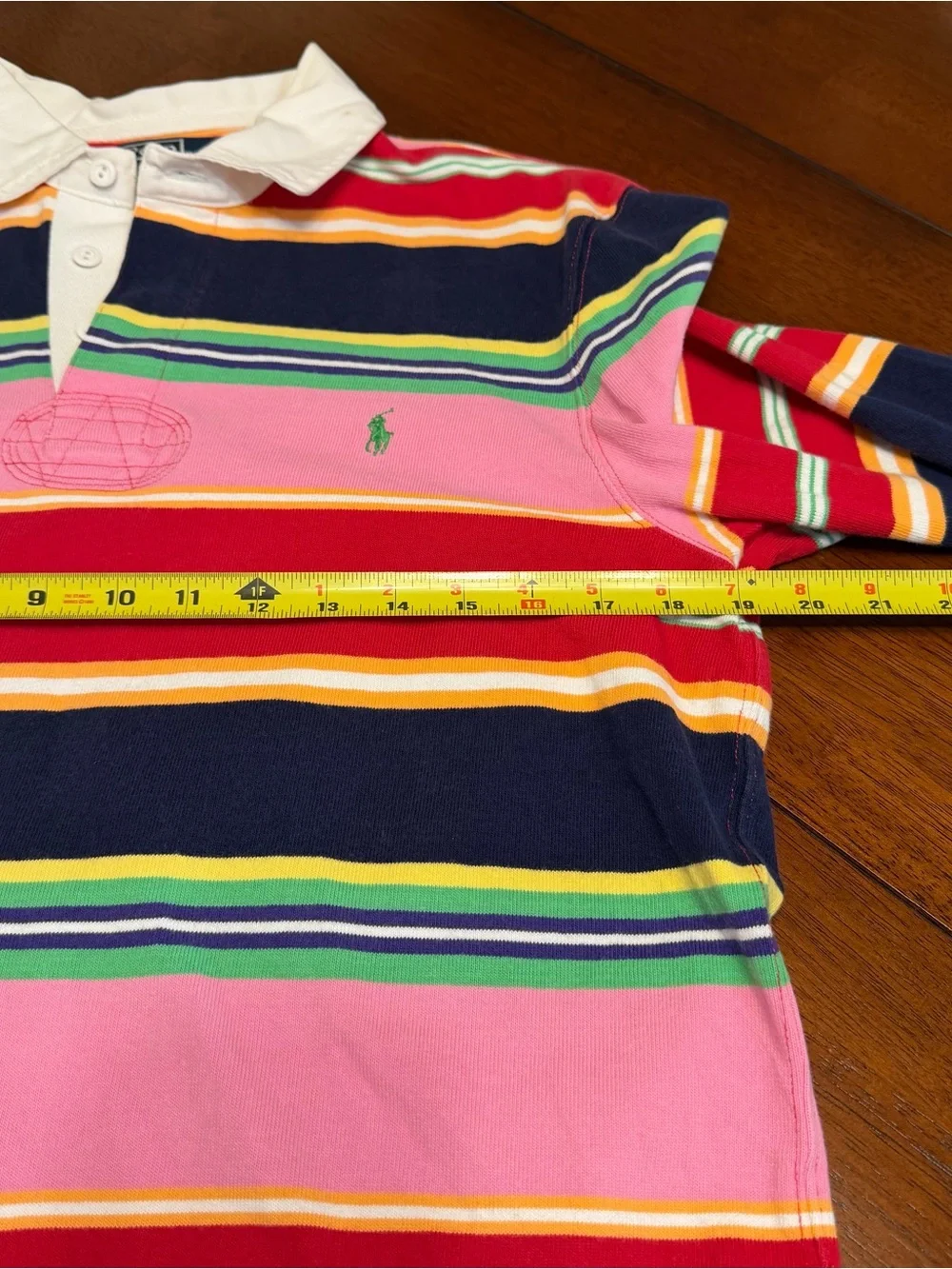 VTG POLO Ralph Lauren Striped Long-Sleeve Rugby Shirt Multicolor Pink Men's Med